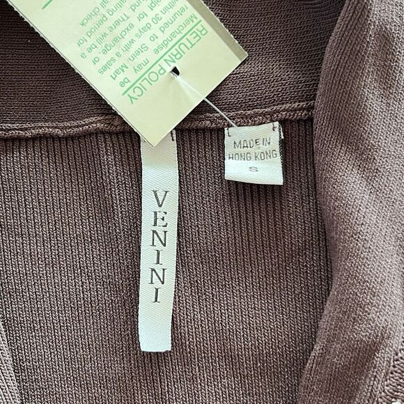 NWT Venini Long Sleeve Belted Long Cardigan Womens Size Small Brown‎ Button Down - Picture 7 of 13